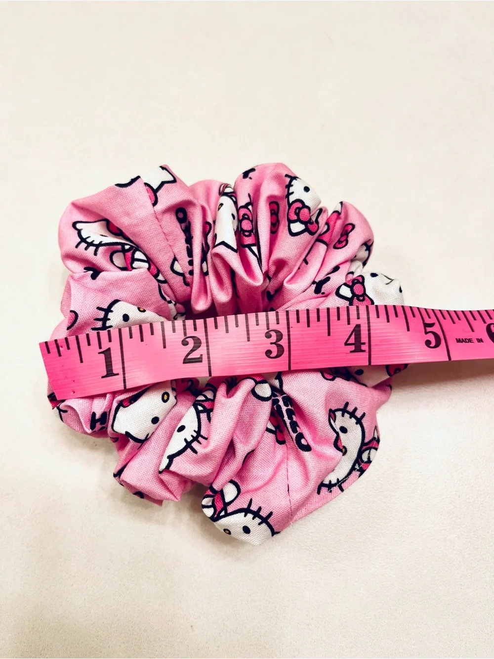 Handmade Hello Kitty Pink, Hot Pink & Gray Scrunchie Set